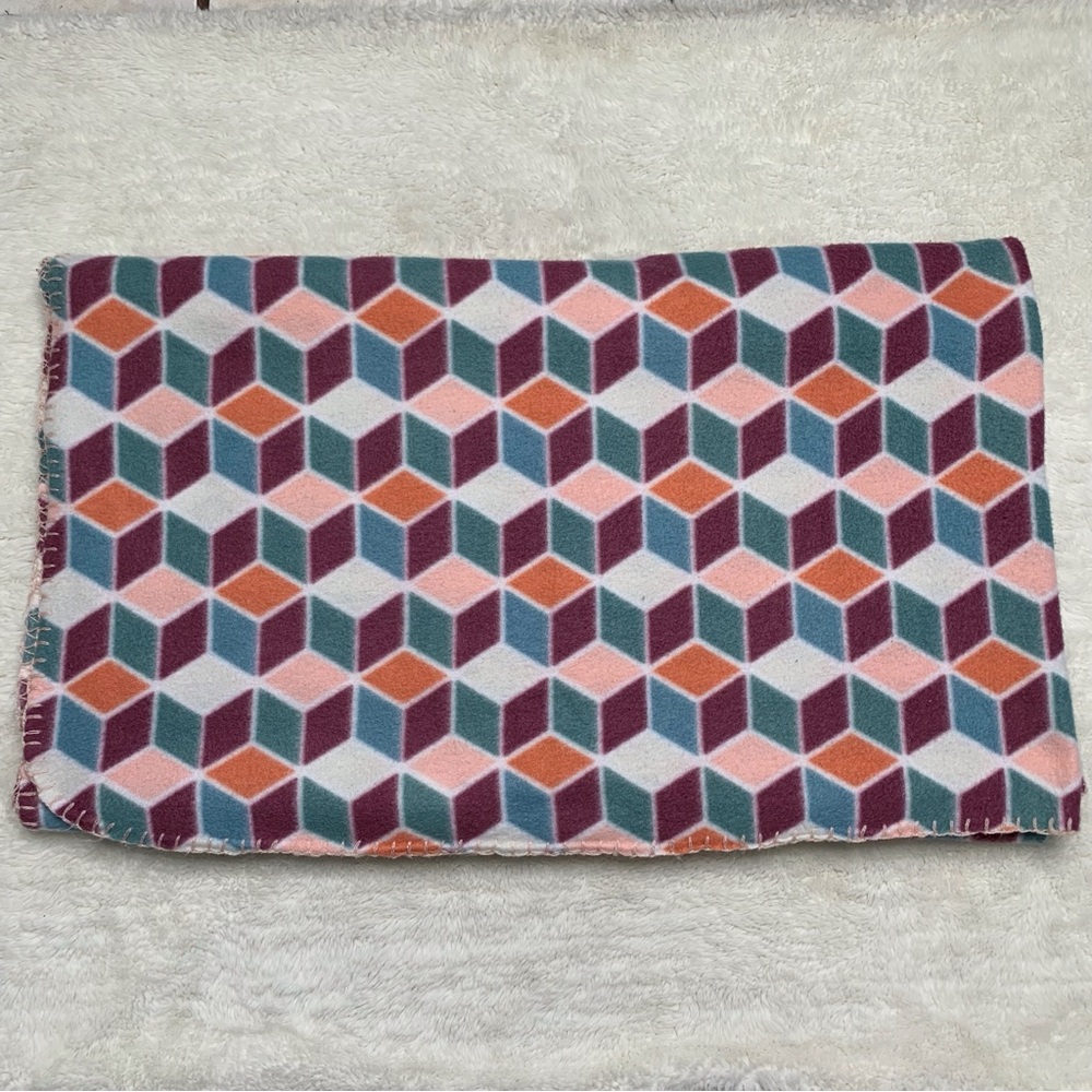 Mainstays Geometric Abstract Print Orange/ White Blanket